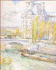 Childe Hassam Famous Paintings - Le Louvre et le Pont Royal
